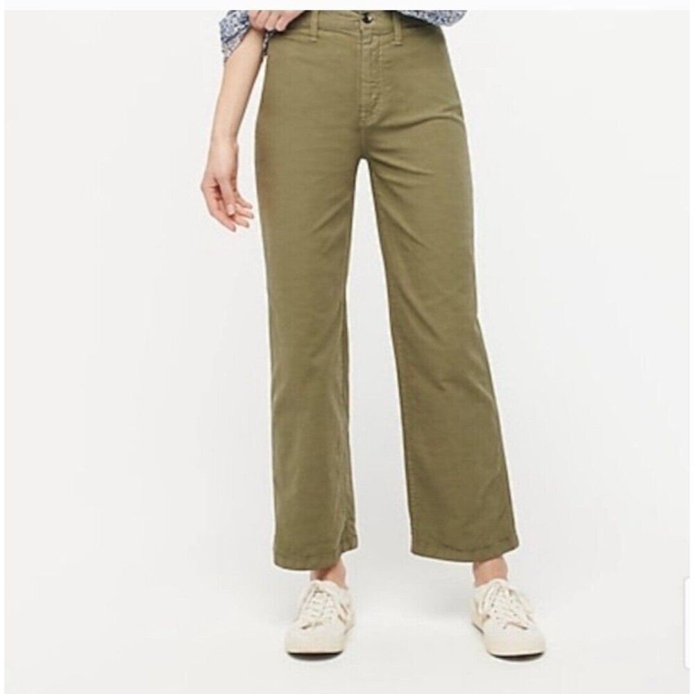 J Crew Slim Wide Leg Pant Olive Green Women's 24 Cropped